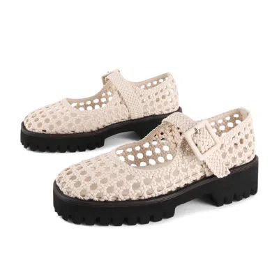 Intentionally Blank Women's Neutrals Veronique Woven Mary Jane Flat