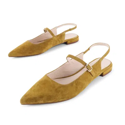 Intentionally Blank Women's Yellow Escape Slingback Flat In Green
