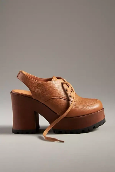 Intentionally Blank Wooden Heeled Clogs In Brown