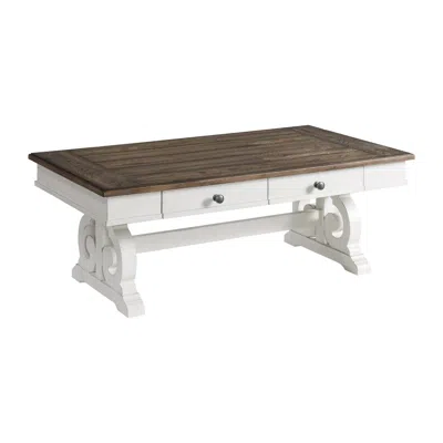 Intercon Coffee Table, 50x28x19 In Rustic White & French Oak