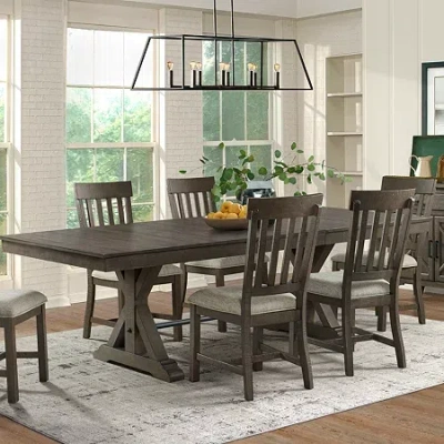 Intercon Incorporated Remington 7-piece Dining Set With Slat Back Chairs In Brown