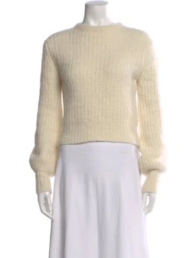 Pre-owned Interior Alpaca V-neck Crop Top In White