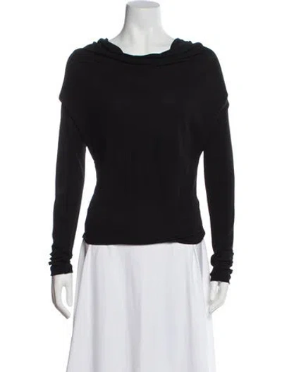Pre-owned Interior Cowl Neck Long Sleeve Top In Black