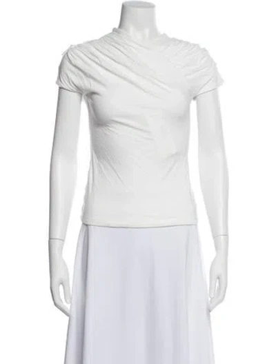 Pre-owned Interior Crew Neck Short Sleeve Top In White