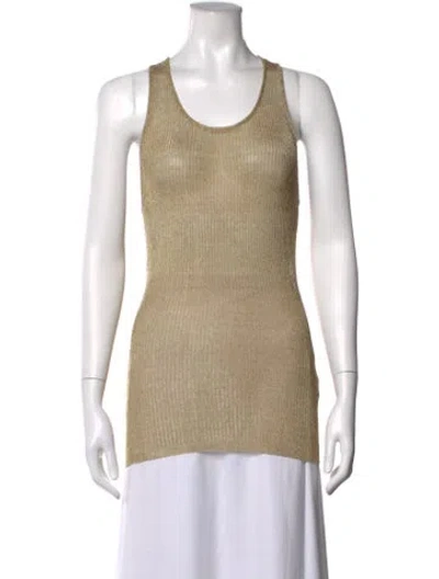 Pre-owned Interior Crew Neck Sleeveless Top In Gold