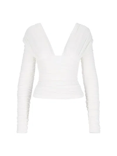 Interior Draped White Cotton Top
