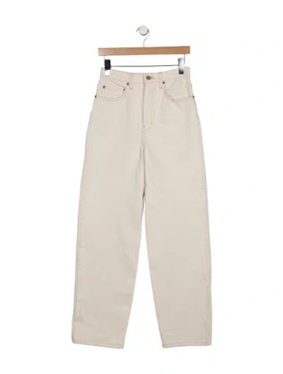Pre-owned Interior High-rise Straight Leg Jeans In Neutral