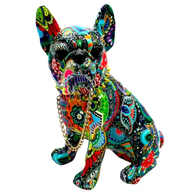 Interior Illusion Plus Interior Illusions Plus Sitting Flower French Bulldog With Necklace - 8" Tall In Multi