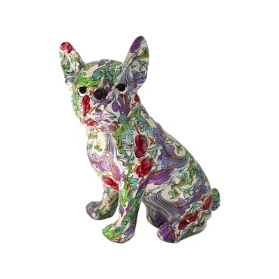 Interior Illusion Plus Interior Illusions Plus Sitting Retro Flower French Bulldog Ears Up Dog - 8" Tall