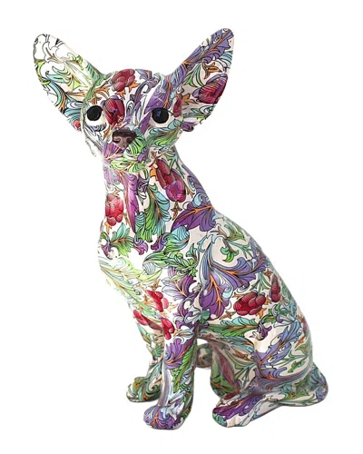Interior Illusions 10-inch Retro Flower Chihuahua Statue In Multi