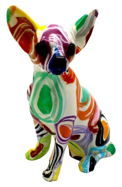 Interior Illusions Swirly Circle Sitting Chihuahua Statue In Multi