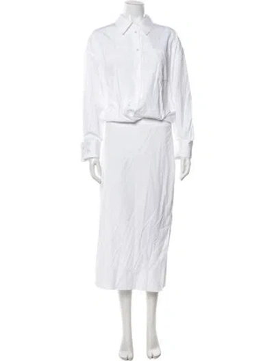 Pre-owned Interior Knee-length Dress In White