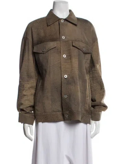 Pre-owned Interior Lambskin Denim Jacket In Brown