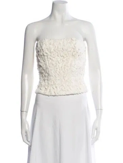 Pre-owned Interior Linen Strapless Top W/ Tags In White