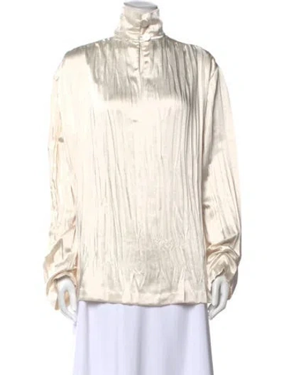 Pre-owned Interior Long Sleeve Blouse In Neutral