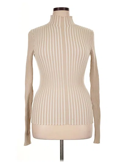 Pre-owned Interior Long Sleeve Top Tan Turtleneck Tops