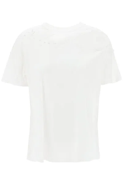 Interior Mandy Destroyed-effect T-shirt In Bianco