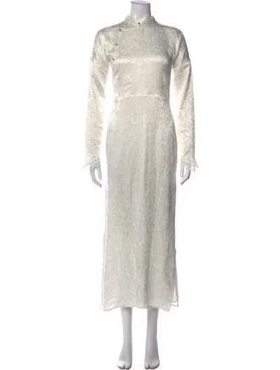 Pre-owned Interior Mock Neck Long Dress In Neutral