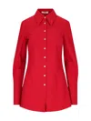 Interior Clark Collared Cotton Top In Red