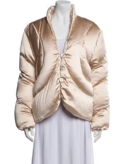Pre-owned Interior Silk Down Coat In Neutral