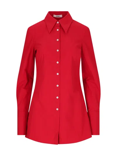 Interior Slim-fit Cotton Shirt In Red