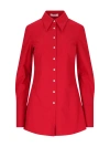 Interior Clark Collared Cotton Top In Red