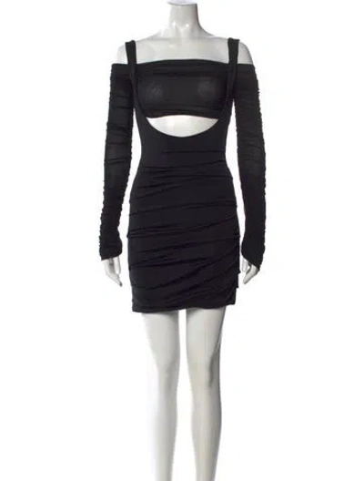 Pre-owned Interior Square Neckline Mini Dress In Black