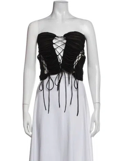 Pre-owned Interior Strapless Crop Top In Black