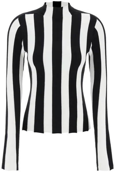 Interior Striped Funnel-neck Sweater For Women In Multicolor