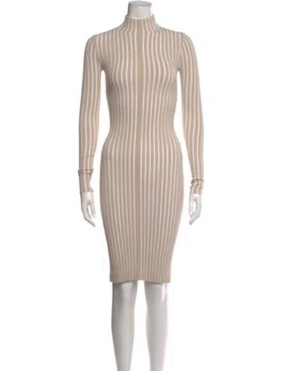 Pre-owned Interior Striped Knee-length Dress In Neutral
