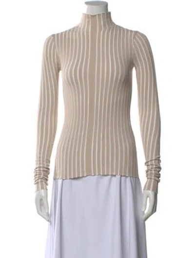 Pre-owned Interior Striped Turtleneck Sweater In Neutral