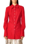 Interior Clark Collared Cotton Top In Red