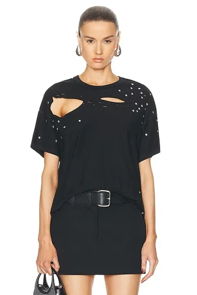 Interior The Diamante Mandy Crystal Embelllished T-shirt In Black
