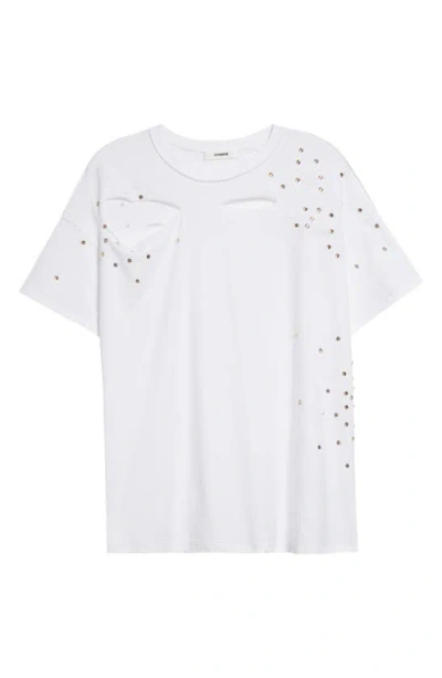 Interior The Diamante Mandy Oversize Ripped Cotton T-shirt In White