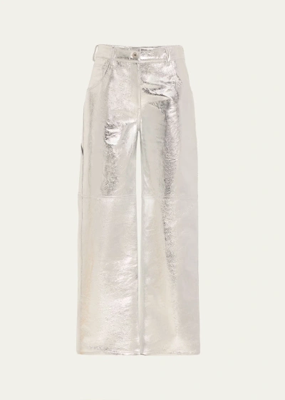 Interior The Sterling Metallic Leather Pants In Aluminum
