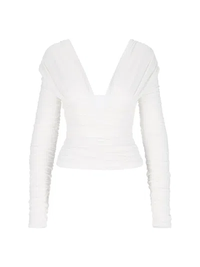 Interior The Vera Ruched Cotton-jersey Top In White