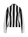 Interior Vertical Stripe Cotton Blend Top