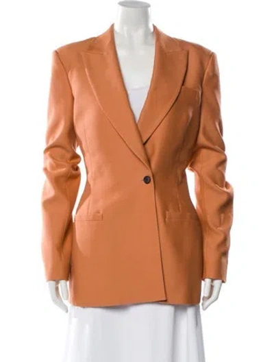 Pre-owned Interior Virgin Wool Blazer In Orange