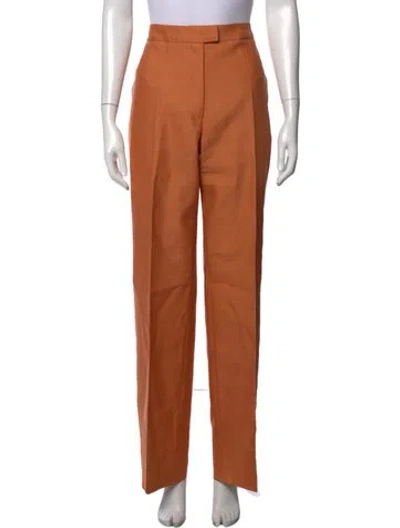 Pre-owned Interior Virgin Wool Straight Leg Pants In Orange