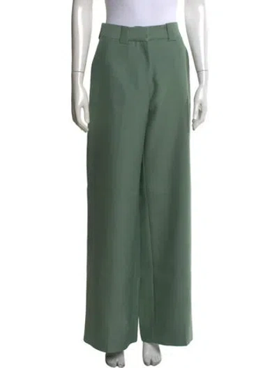 Pre-owned Interior Virgin Wool Wide Leg Pants In Blue