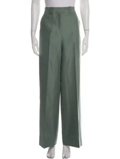 Pre-owned Interior Virgin Wool Wide Leg Pants In Green