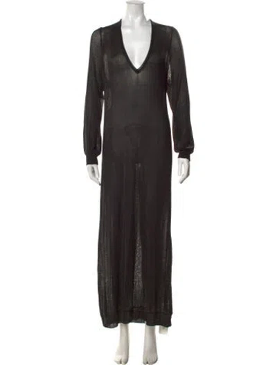 Pre-owned Interior V-neck Long Dress W/ Tags In Black