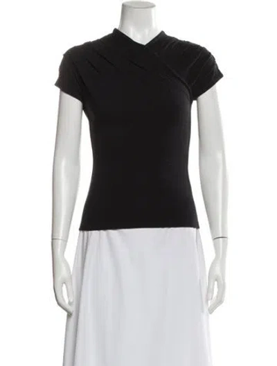 Pre-owned Interior V-neck Short Sleeve Top In Black