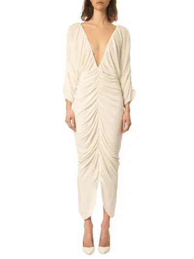 Interior Women's The Beatrice V-neck Ruched Maxi Dress In Batter
