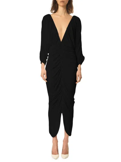 Interior Women's The Beatrice V-neck Ruched Maxi Dress In Black