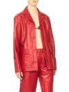 Interior The Durden Metallic Leather Shirt Jacket In Cherry