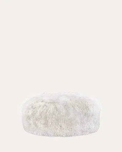 Interlude Home Amal Sheepskin Ottoman In Ivory