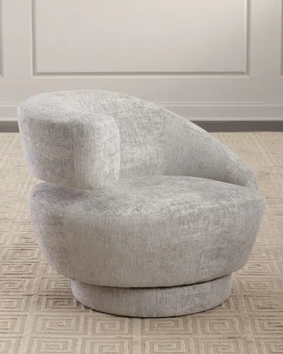 Interlude Home Arabella Left-arm Swivel Chair In Faux Linen Gray