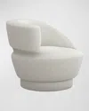 Interlude Home Arabella Left-arm Swivel Chair In Shearling / Cream