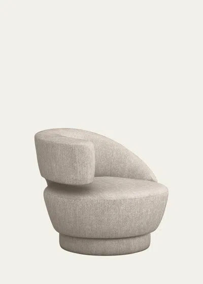 Interlude Home Arabella Left-arm Swivel Chair In Silver Chenille